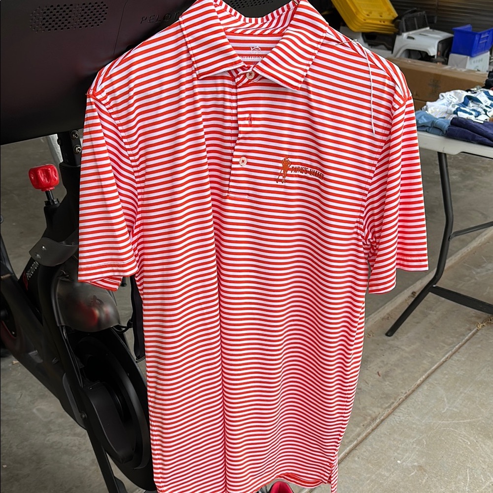 Southern Tide Sz Medium Red Striped Polo Shirt